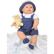 Doll-p Baby Handsome Boy Doll Soft Vinyl Reborn Anatomically Correct with Detailed Wrinkles Toy Real Alive Washable Berenguer Realistic 18 inches Lifelike with Cute Accessories