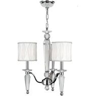 Worldwide Lighting Gatsby Collection 3 Light Chrome Finish and Clear Crystal Chandelier with White Fabric Shade 18 D x 20 H Medium