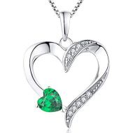 [아마존 핫딜] YL Heart Necklace 925 Sterling Silver Love Heart Pendant with 5MM5MM Heart Blue Sapphire/Ruby/Pink/Amethyst/Emerald/Zirconia Birthstone Women Jewelry