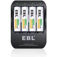 [아마존베스트]EBL AA Rechargeable Batteries 2800mAh (4 Counts) and Smart Batttery Charger - 2 Hours Fully Charged 2A USB Input Perfect for Xbox Controller