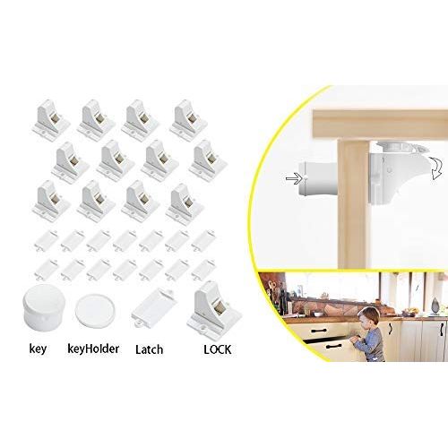  Vmaisi Child Safety Magnetic Cabinet Locks - 16 Pack Children Proof Cupboard Baby Locks Latches with 3M...
