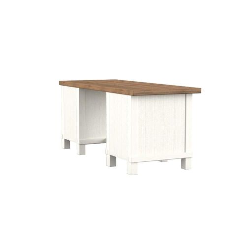  Stone & Beam Barrett Reclaimed Wood 2-Tone Desk, 71W, White, Sandstone