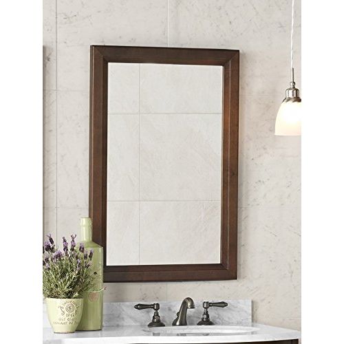  Ronbow Reuben 24 x 33 Transitional Solid Wood Frame Wall Decor Rectangle Bathroom Mirror in Cafe Walnut 603124-F13
