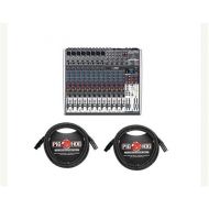 Behringer XENYX X2222USB Premium 22-Input 22-Bus Mixer with XENYX Mic Preamps and Compressors British EQs - Bundle With 2 Pack 15 8mm XLR Microphone Cable