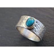 CrazyAss Jewelry Designs turquoise mens ring silver proposal ring, wide mens ring turquoise, rustic silver ring gemstone mens promise ring cross hammered silver ring anniversary gift