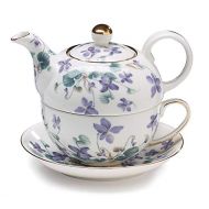 WESTFIELD TEA Teapot Tea For One Duo Teapot And Teacup Lavender Violets 15 Oz Total
