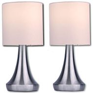 LIGHTACCENTS Light Accents Touch Table Lamp Set - Stands 13 Tall Accent Light, Touch lamp Set with Fabric Shades and 3-Stage Touch Dimmer Brushed Nickel Finish (2-Pack)