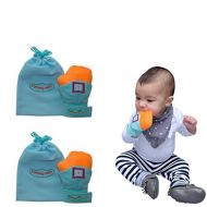 Yummy Mitt Teething Mitten-Self-Soothing Entertainment and Gives Pain Relief from Teething Plus Its an Ideal Baby Shower Gift -Set of Two (2 Blue Yummy Mitt)