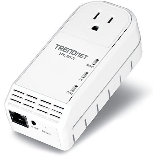  TRENDnet Powerline 200 AV Adapter Kit with Built-In Outlet, TPL-307E2K