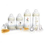 MAM Infant Basics Newborn Gift Set (9-count), Includes Easy Start Anti Colic MAM Baby Bottles, Pacifier, Baby Bottle Brush, From Newborn to 2+ Months, White