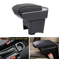 MyGone Center Console Armrest Box for 2010-2019 VW Volkswagen Polo 9N, Car Interior Accessories Leather Arm Rest Organizer with LED Lights 7 USB Ports Adjustable Cup Holder Removab