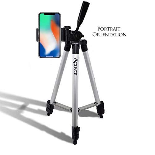  Acuvar 50 Inch Aluminum Camera Tripod with Quick Release + Universal Smartphone Mount for iPhone 11 Pro, 11 Pro Max, Xs, Max, Xr, X, 8, 8+, Pixel 3, XL, Android Note 9, S10, S10+ &