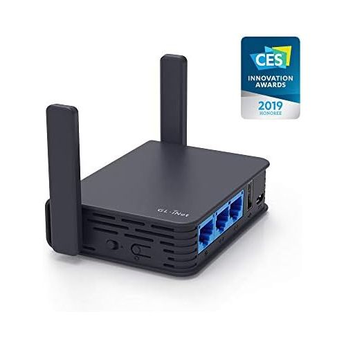  GL.iNet GL-AR750S-Ext Gigabit Travel AC Router (Slate), 300Mbps(2.4G)+433Mbps(5G) Wi-Fi, 128MB RAM, MicroSD Support, OpenWrt/LEDE pre-Installed, Cloudflare DNS, Power Adapter and C