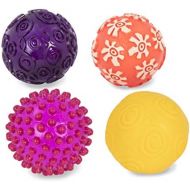 B. toys by Battat B. Toys  Oddballs - 4 Sensory Toy Balls in Warm Colors for Toddlers Aged 6 Months +