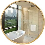 Mirror / Wooden Frame Round European Wall Hanging Bathroom Fashion HD (Size : 50cm)