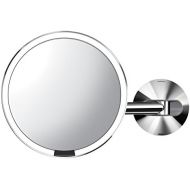 simplehuman Wall Mount-5x Magnification Sensor Makeup Mirror, 20 cm, Polished