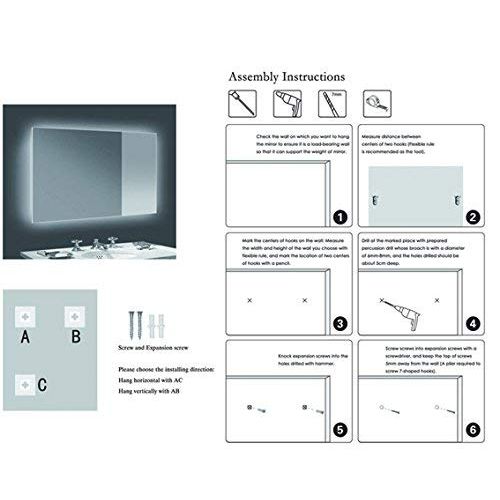  Alice LED Backlit Mirror Illuminated Bathroom Mirror with Dimmable Anti-Fog Function and Touch Button (LED-36x28)
