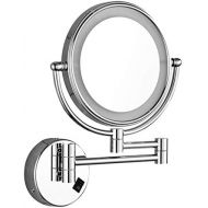 CFJKN LED Sensor Makeup Mirror, 3X Magnification Lighted Vanity Mirror Double Sided Wall Mount Adjustable Rotating Beauty Mirror Hard-Wired,Silver_8inch 5X
