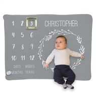 ChalkTalkSPORTS Personalized Baby & Infant Blanket | Month Milestones Blanket | Gray: Baby