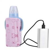 Garsent USB Flaschenwarmer Tasche, elektrische Warmhaltetasche Isoliertasche fuer Babyflaschen fuer Outdoor Reisen Unterwegs(Rosa)