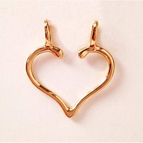  Ring Holder Necklace 14K Gold Heart Handmade Ali C Art Jewelry, Made in USA approx 1x1 one solid piece; no open ends nor soldered points. Choose No Chain or 18 14K Chain. Engagemen