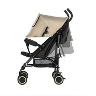 Evezo EVEZO 2141A Full-Size Ultra Lightweight Umbrella Stroller, Reclining Seat, 5-Point Safety Harness, Canopy, Storage Bin (Taupe)