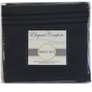 Elegant Comfort 1500 Thread Count - WRINKLE RESISTANT - Egyptian Quality ULTRA SOFT LUXURIOUS 4 pcs Bed Sheet Set, Deep Pocket Up to 16 - Many Size and Colors, KING, Black