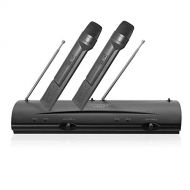 Pyle Pro Dual Channel VHF Professional Wireless Microphone System Set with 2 Handheld...