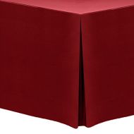 Ultimate Textile -5 Pack- 4 ft. Fitted Polyester Tablecloth - Fits 30 x 48-Inch Rectangular Tables, Cherry Red