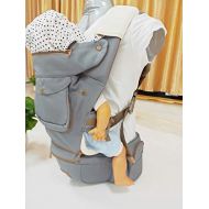 Kiddihug New Style Designer Quality Performance 4 in 1 Baby Carrier with Hip Seat and Hood. (Grey)