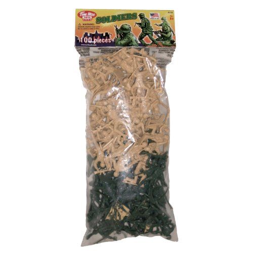  Tim Mee Toy TimMee Plastic Army Men - Green vs Tan 100pc Toy Soldier Figures - Made in USA