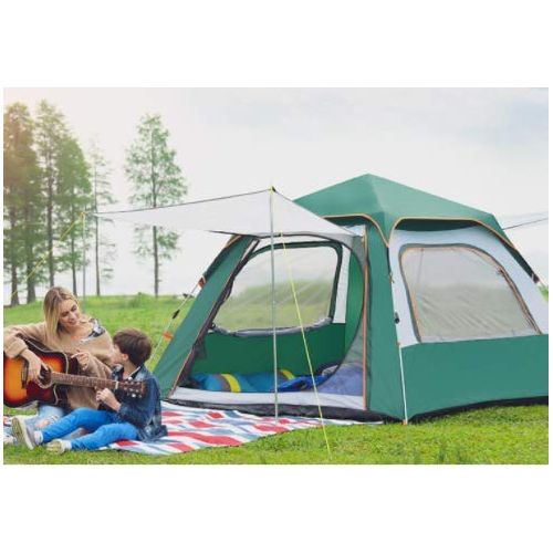  Amio Automatisches Zelt im Freien 3 Personen-4 Personen Camping Verdickung 2 Personen Hause Regensturm Single Camping (Color : Green)