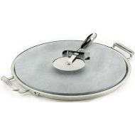 All-Clad 00280 Stainless Steel Serving Tray with 13-inch Pizza-Baker Stone Insert and Pizza Cutter, Silver