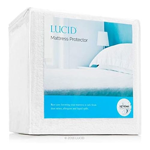  LUCID Premium Hypoallergenic 100% Waterproof Mattress Protector - 15-Year Warranty - Vinyl Free - Full (LS00FFMP)
