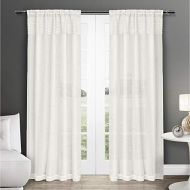 Exclusive Home Curtains EKO Linen Sheer Rod Pocket Window Curtain Panel Pair, Off-White, 50x84
