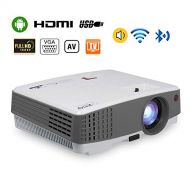 EUG Portable WiFi Wireless Projector with Bluetooth 2018 Smart LCD TV Video Projector, HDMI USB VGA AV Android OS for Home Theater System Outdoor Movies DVD Laptops PS43 Wii Suppo