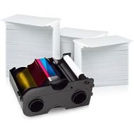 Fargo 400 Print YMCKOK Ribbon for DTC550 (86201) and 400 AlphaCard Premium Blank PVC ID Cards Bundle