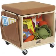 ECR4Kids Birch Hardwood and Canvas Mobile Teacher Stool with Storage