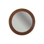 Premier Copper Products MFR3434-BR 34 in. Hand Hammered Round Copper Mirror with Decorative Braid Design