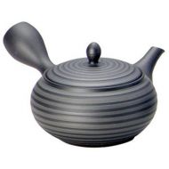 Yamakiikai Japanese Kyusu tokoname Hand-made Clay Teapot 9.33 fl.oz. Horyu lines pattern Black L124