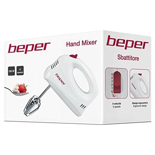  Beper BP.300H Handmixer, Weiss/Rot