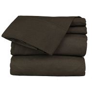 AM Home Fashion Polyester/Microfiber Super Soft Luxury 4-Piece Bed Sheet Set, Full, Solid Chocolate Brown