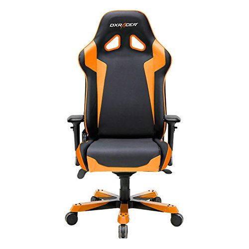  DXRacer Sentinel Series OHSJ00N Racing Seat Office Chair Gaming Ergonomic adjustable Computer Chair with - Included Head and Lumbar Support Pillows (Black, Orange)