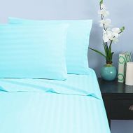 Elegant Comfort 1500 Thread Count -Damask Stripes- Egyptian Quality Luxurious Silky Soft Wrinkle & Fade Resistant 4 pc Sheet Set, Deep Pocket Up to 16 - Full Aqua