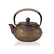 JUEQI Japanese Cast Iron Teapot Kettle with Stainless Steel Infuser/Strainer, Goldfish 27 Ounce (800 ml)