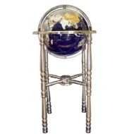 Unique Art Since 1996 Unique Art 36-Inch by 13-Inch Floor Standing Blue Lapis Gemstone World Globe with Silver 4-Leg Stand