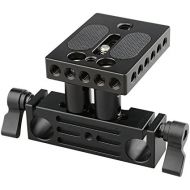 CAMVATE DSLR Baseplate Mount with Railblock Height Riser for 15mm Rail Rod Support System
