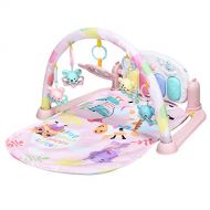 BABY JOY Baby Play Mat Explore Activity Musical Gym, Kick and Play Newborn Mat with Detachable Piano, Foot Gym Carpet Piano Fitness Rack, 4 Rattle Pendants and 1 Mirror, Ideal for