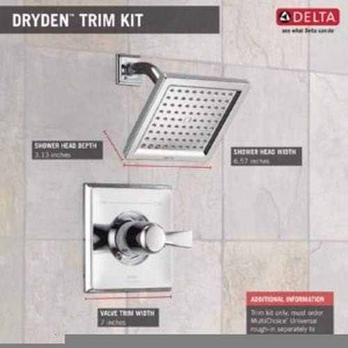  Delta Faucet Dryden 17 Series Dual-Function Shower Trim Kit with Single-Spray Touch-Clean Shower Head, Champagne Bronze T17251-CZ (Valve Not Included)