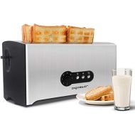 Aigostar Toaster 4 Scheiben,1600W（7 einstellbare Braunungsstufe + Auftau- & Aufwarmfunktion）edelstahl/schwarz